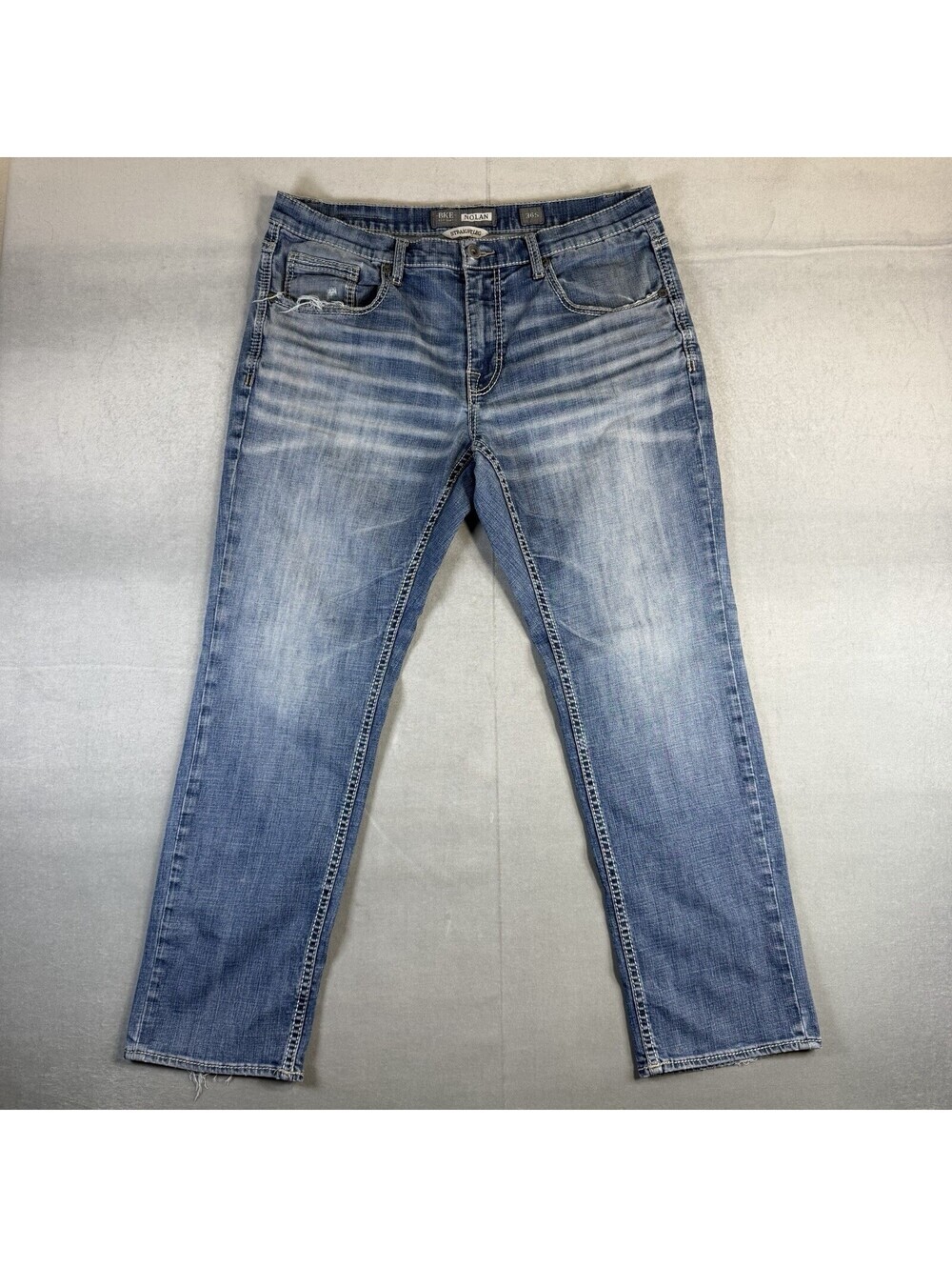 BKE Nolan Jeans Mens 36S Blue Straight Leg Medium Wash Western Stretch Denim